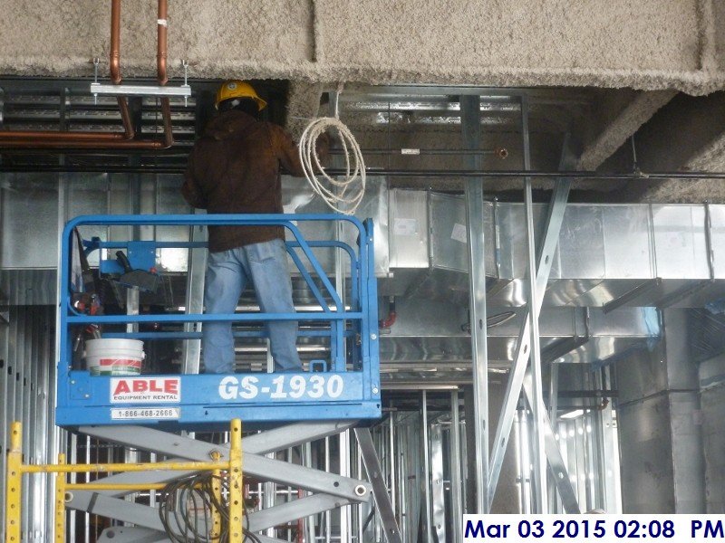 Installing sprinkler branches at the 4th floor Facing North